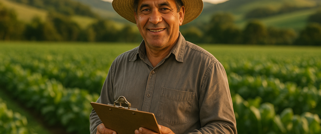 Produtor rural mineiro analisando documentos do Funrural — Fibonacci Contabilidade