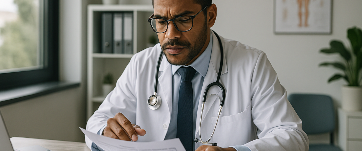 Médico e contador analisando pró-labore e distribuição de lucros da clínica em 2026